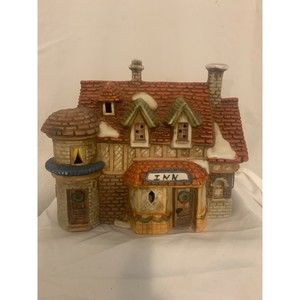 Lighted Porcelain Christmas Village Inn Light Not included